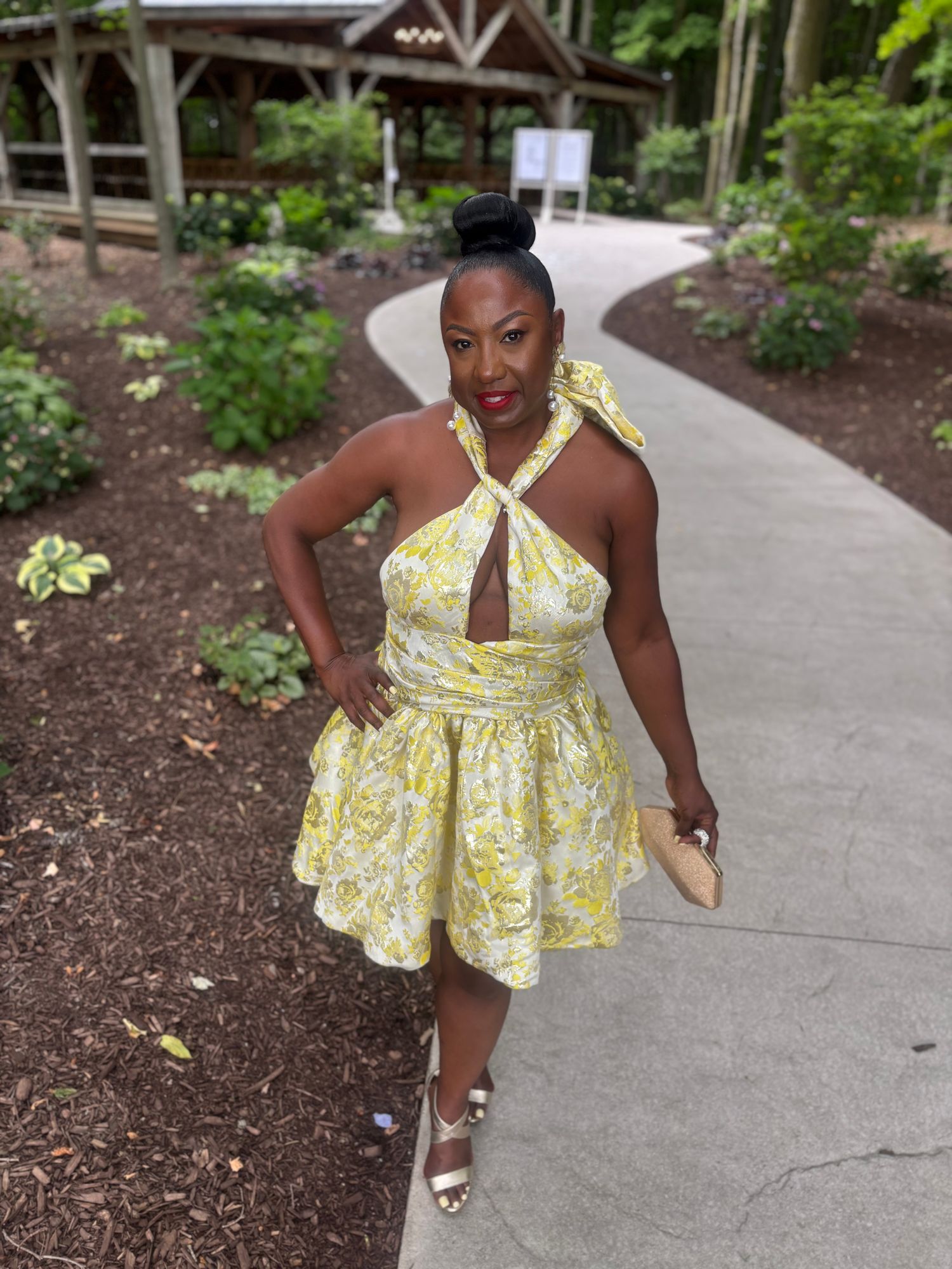 THE TOPIC AND TOP PICK BROCADE MINI DRESS IN YELLOW – AKIRA