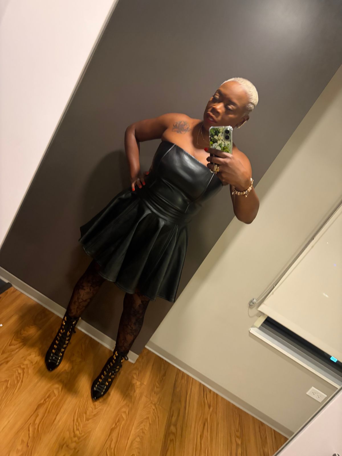 black pu mini dress MissPap Women's Ruched Detail Pu Mini Dress in Black