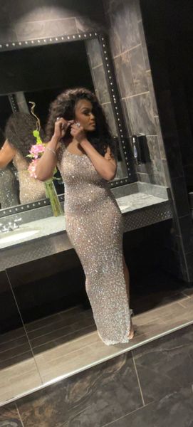 sequins dress roxxxy ROXANNE RHINESTONE STUDDED MAXI DRESS – AKIRA