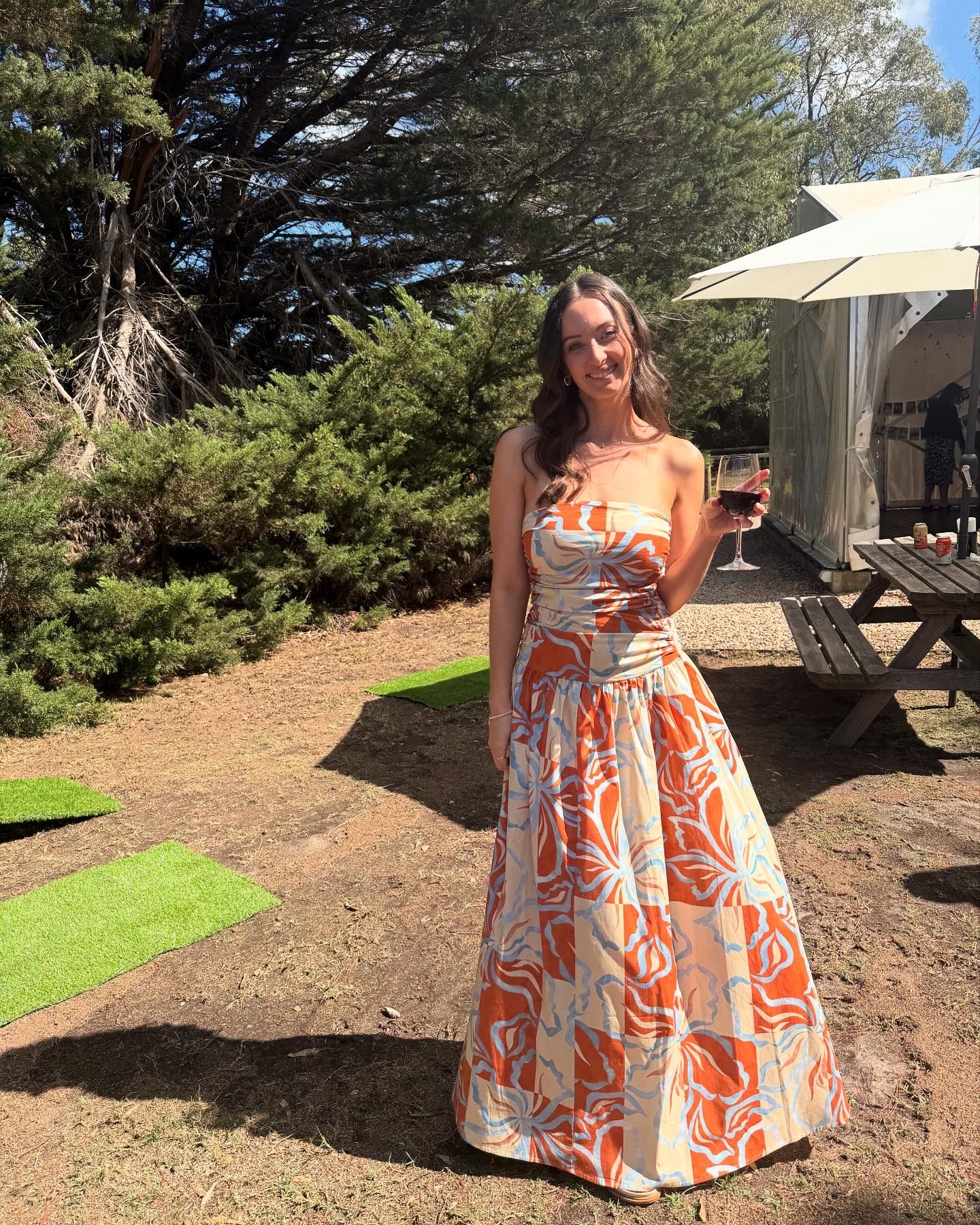 Carmel Maxi Dress - Orange Blue Floral  Peppermayo US