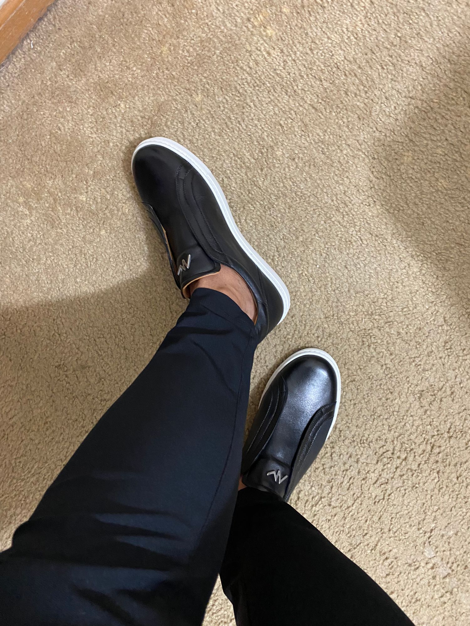 Casual Shoe Slip On Dress Sneaker with Elastic In Black 