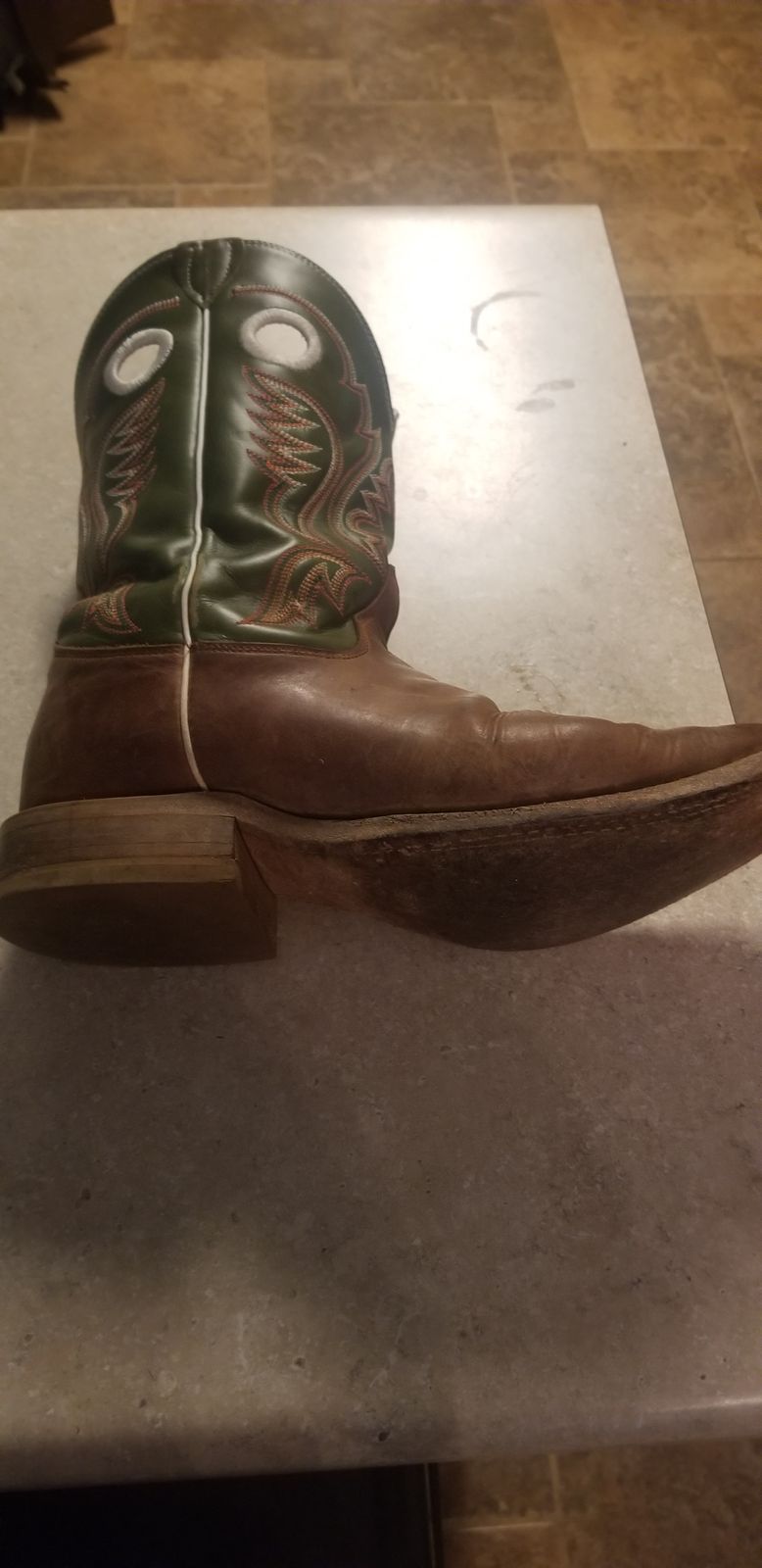 Bottes Western Homme Justin Boots – Rail Courbé Austin Cognac Marron Bout Carré 11.5