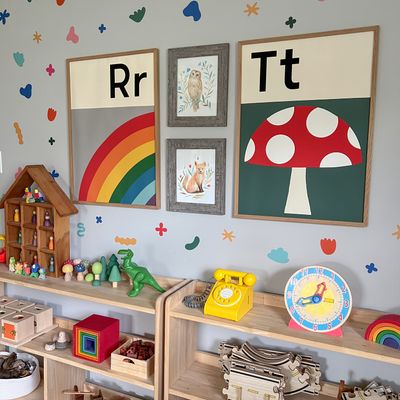 Mixed shapes wall decals in playroom