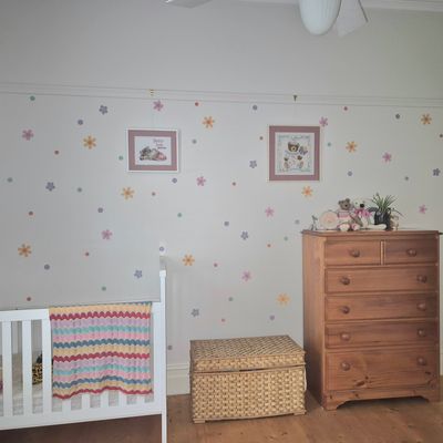 Pastel floral wall decal in nursery