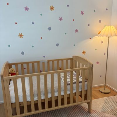 Pastel floral wall decal in nursery