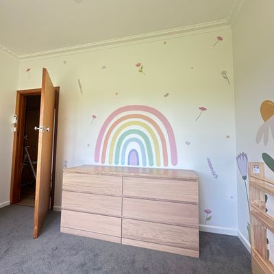 Wild flowers wall decal with rainbow