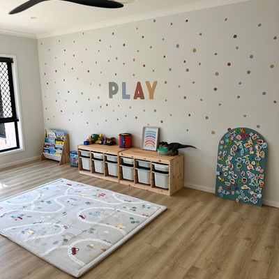 PLAY letters wall decal in playroom
