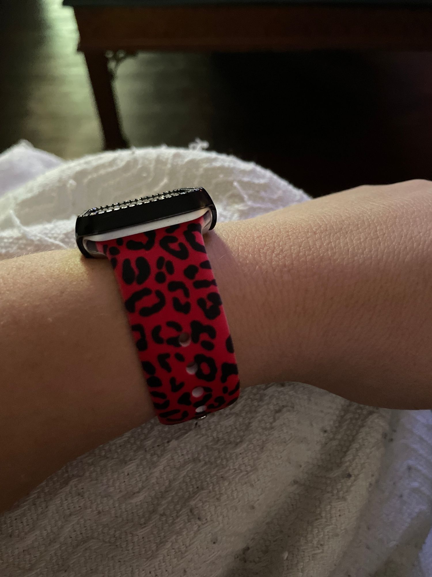 Red Leopard Print Apple Watch Band - Silicone – Fancy Bands
