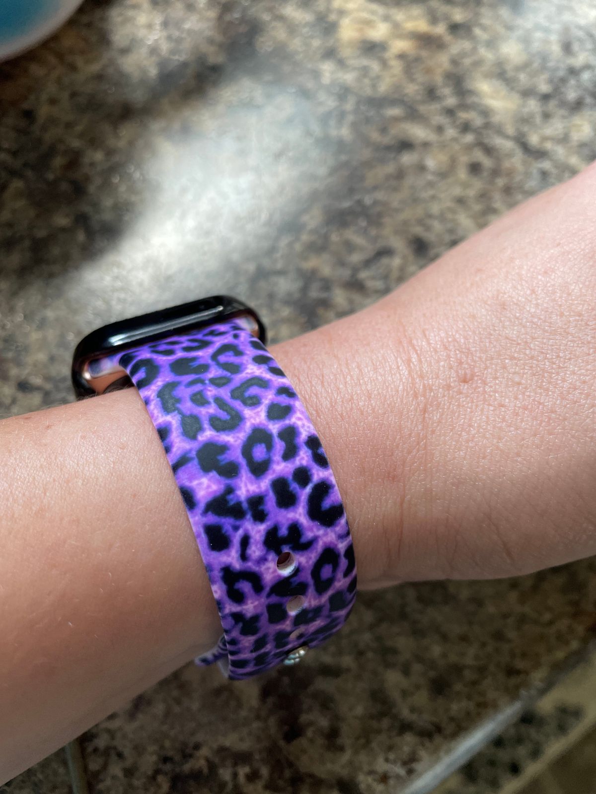 Purple Leopard Silicone Apple Watch Band – Fancy Bands display picture 3