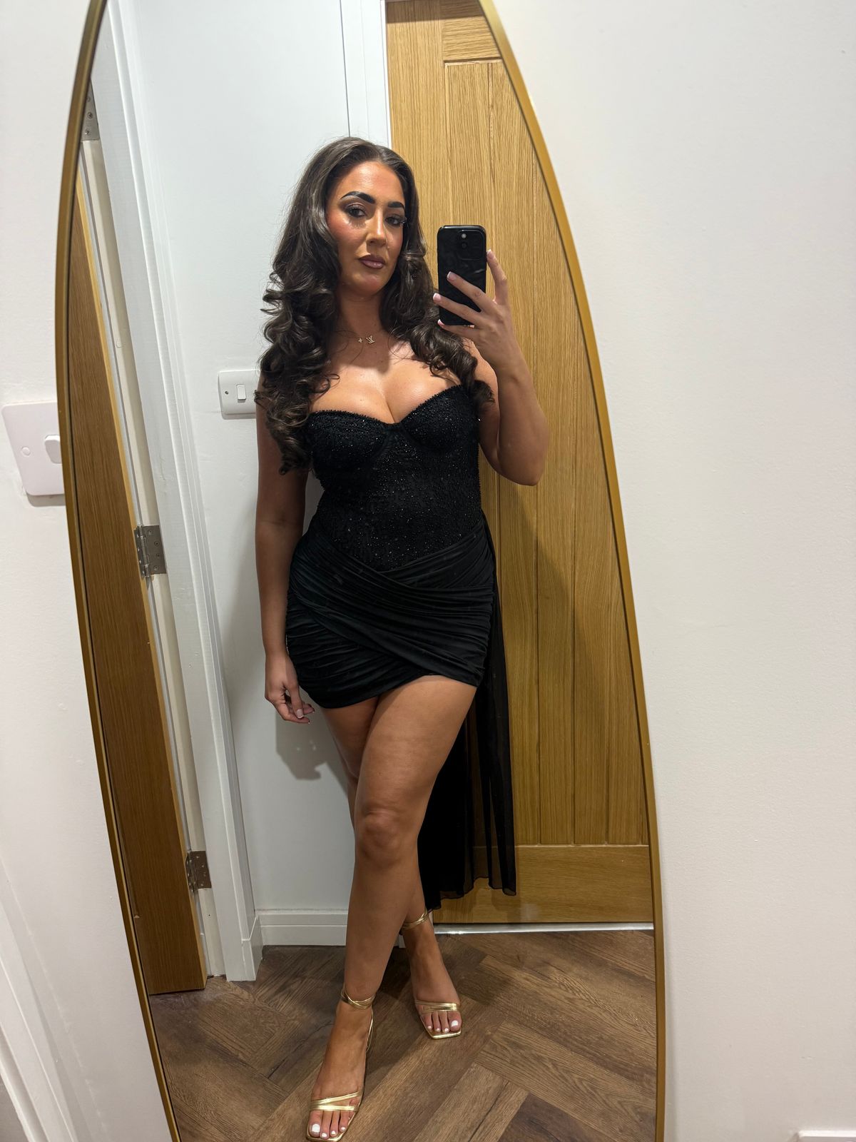 Reeva Corseted Draped Mini Dress in Black | Oh Polly