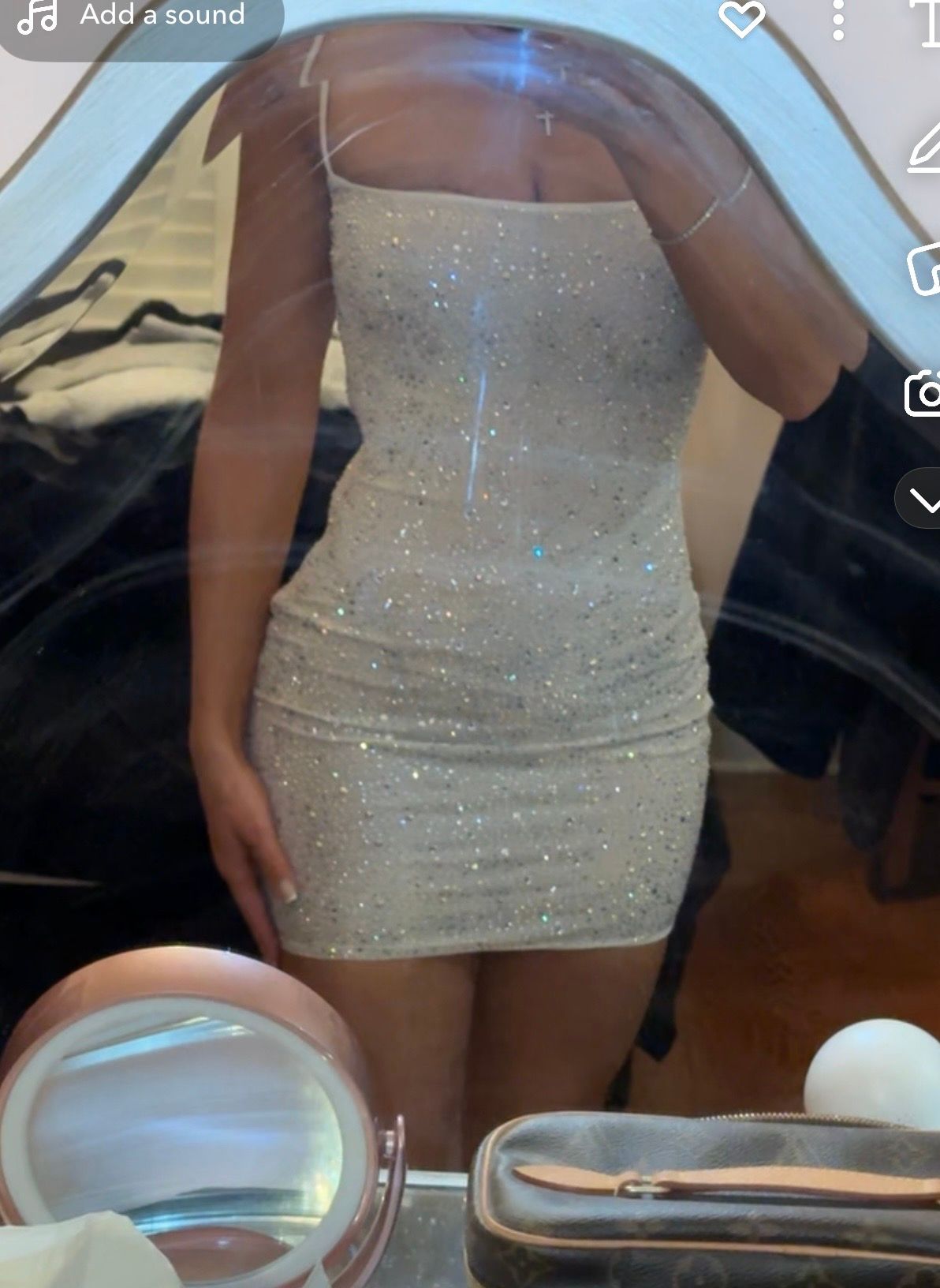 sheer sequin asymmetric cut out mini dress in pistachio RAINEY MINI DRESS