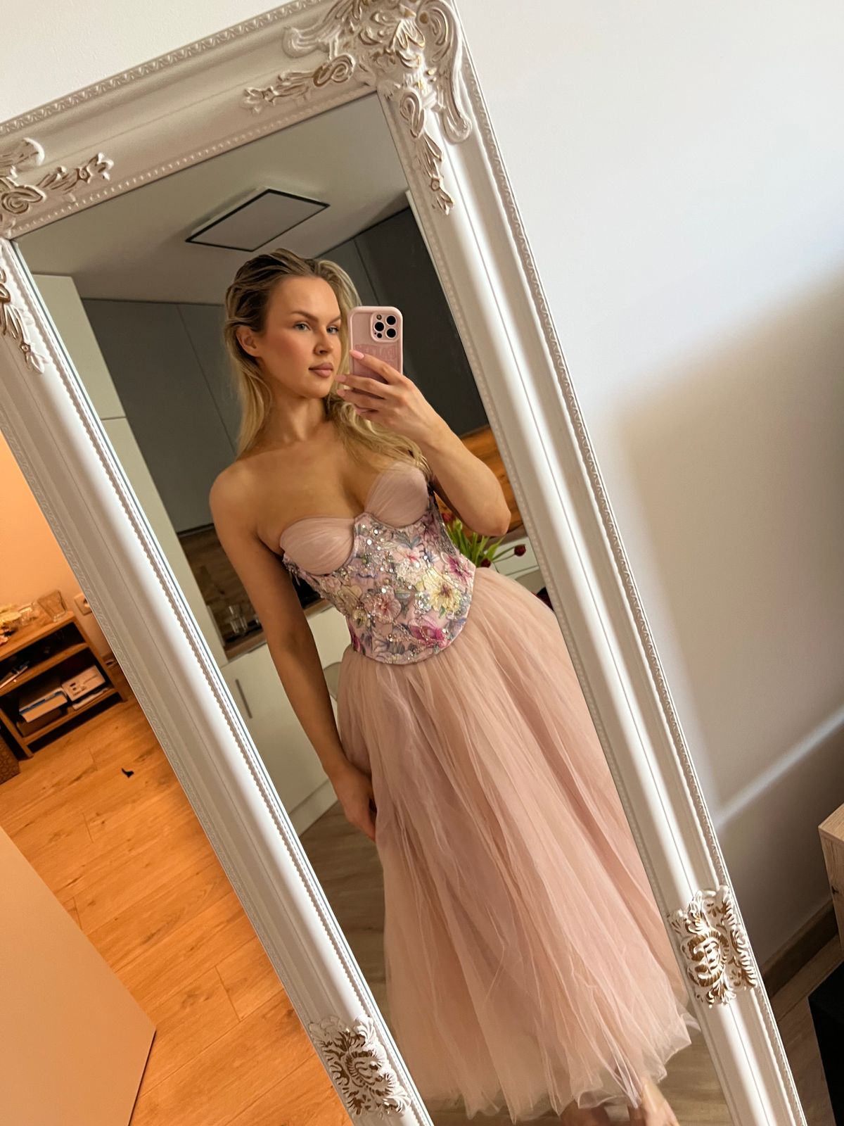 Elia Embellished Lace-Up Corset in Floral Pink | Oh Polly