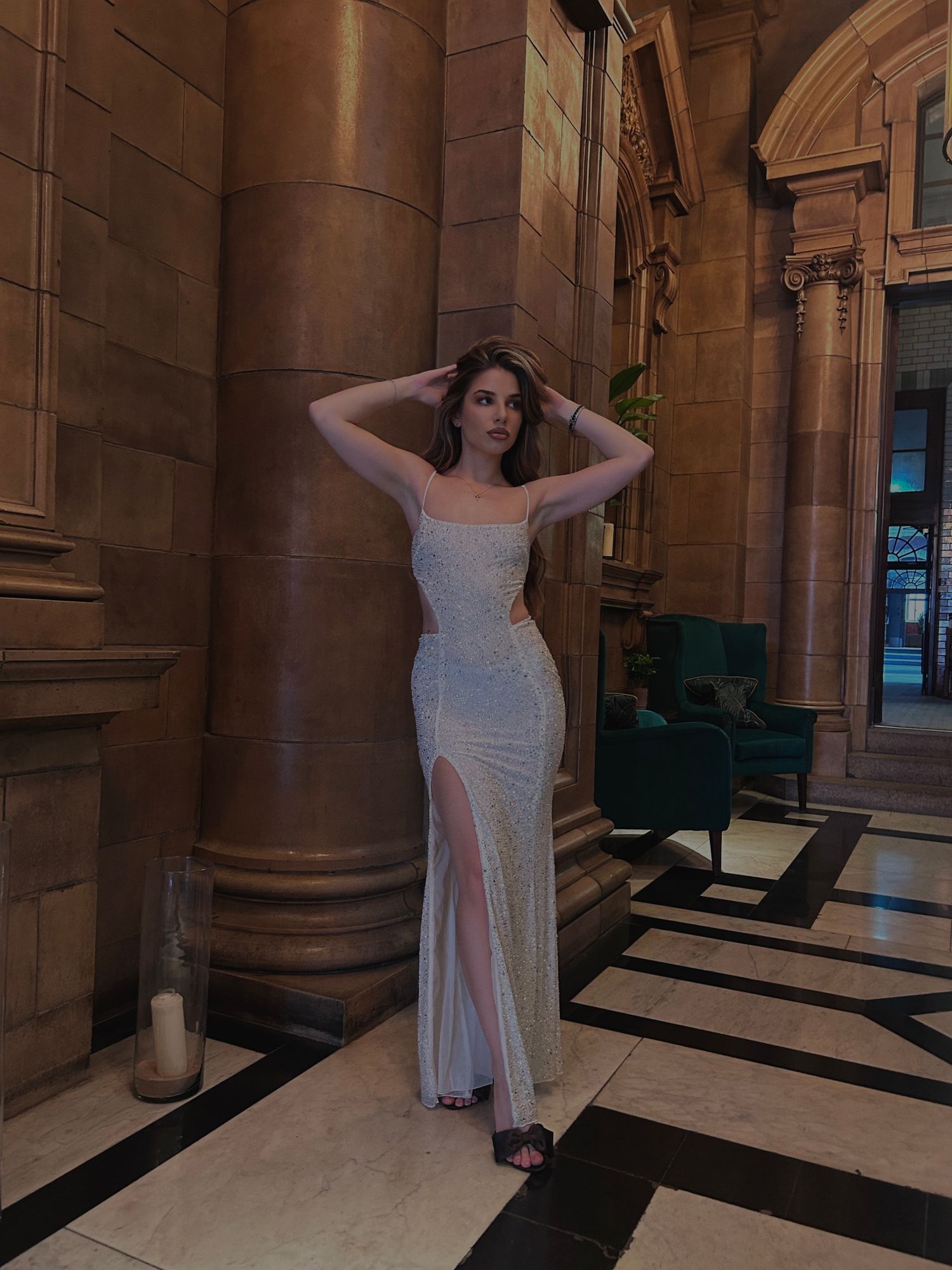 cut out fishtail maxi dress in white Strappy Backless-fishtail Maxi Dress in White CHICIDA