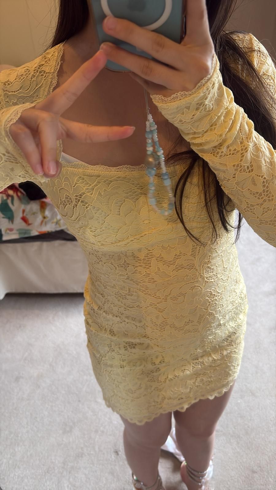 yellow lace dress forever 21 Darla Sheer Scalloped-Lace Long-Sleeve Mini in Lemon Shop Indian Engagement Dresses sculpt knit midi dress Shell 1 Lining Size:WOMEN / EU 39 / US 8 - 8.5