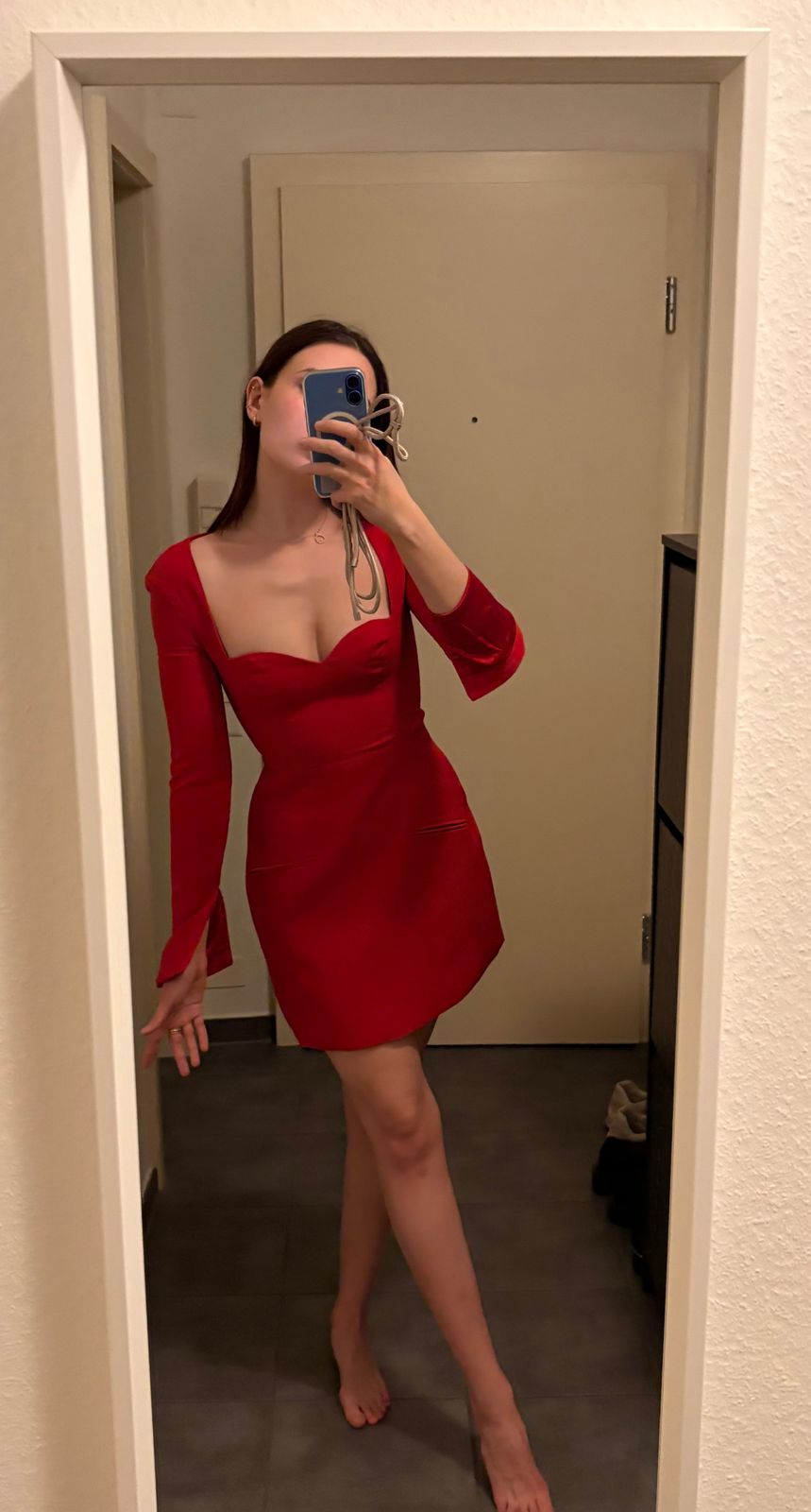 strapless open back dress Red Cut Out Waist Thigh Split Halterneck Maxi Dress main image 1