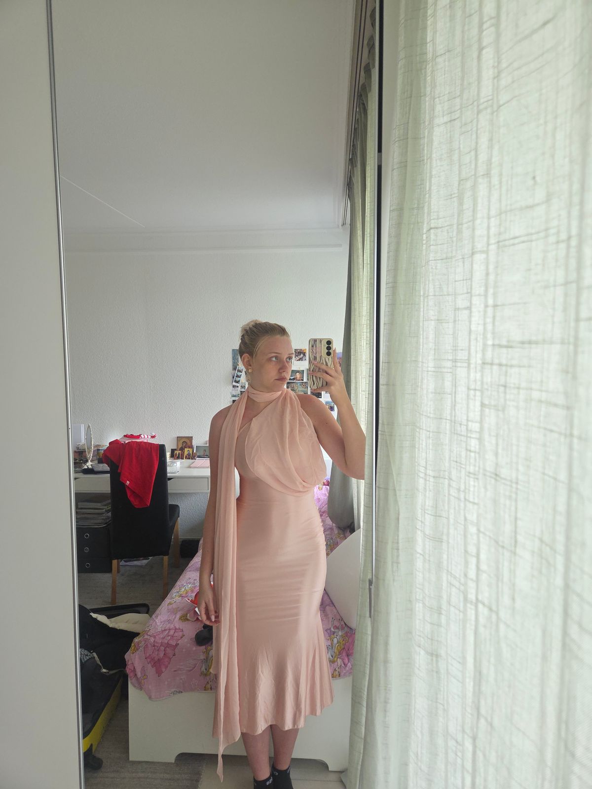 strapless open back dress Peony Dreams Maxi Dress with Neck Scarf M main image 0