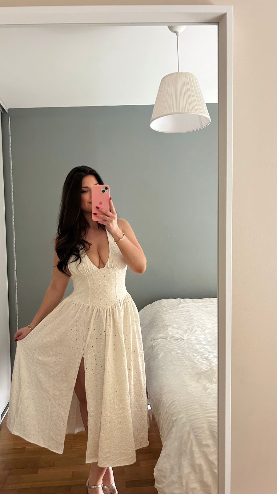 Farrah Broderie Anglaise Halterneck Midaxi Dress in White | Oh Polly Farrah Broderie Anglaise Halterneck Midaxi Dress in White | Oh Polly