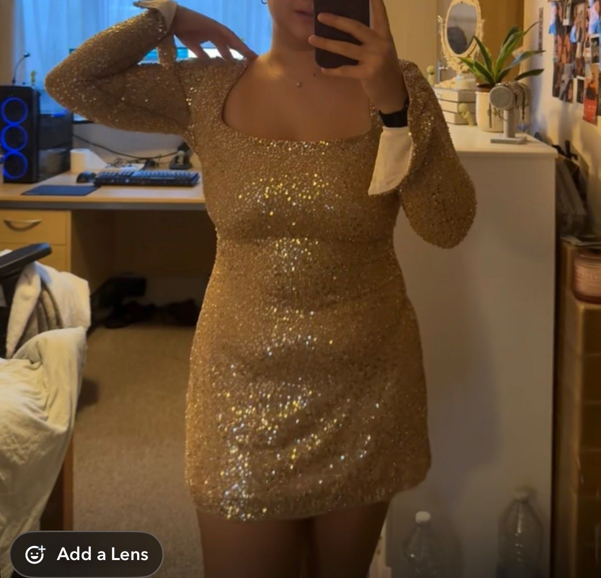 Kiyara Embellished A-Line Mini Dress in Gold | Oh Polly Kiyara Embellished A-Line Mini Dress in Gold | Oh Polly