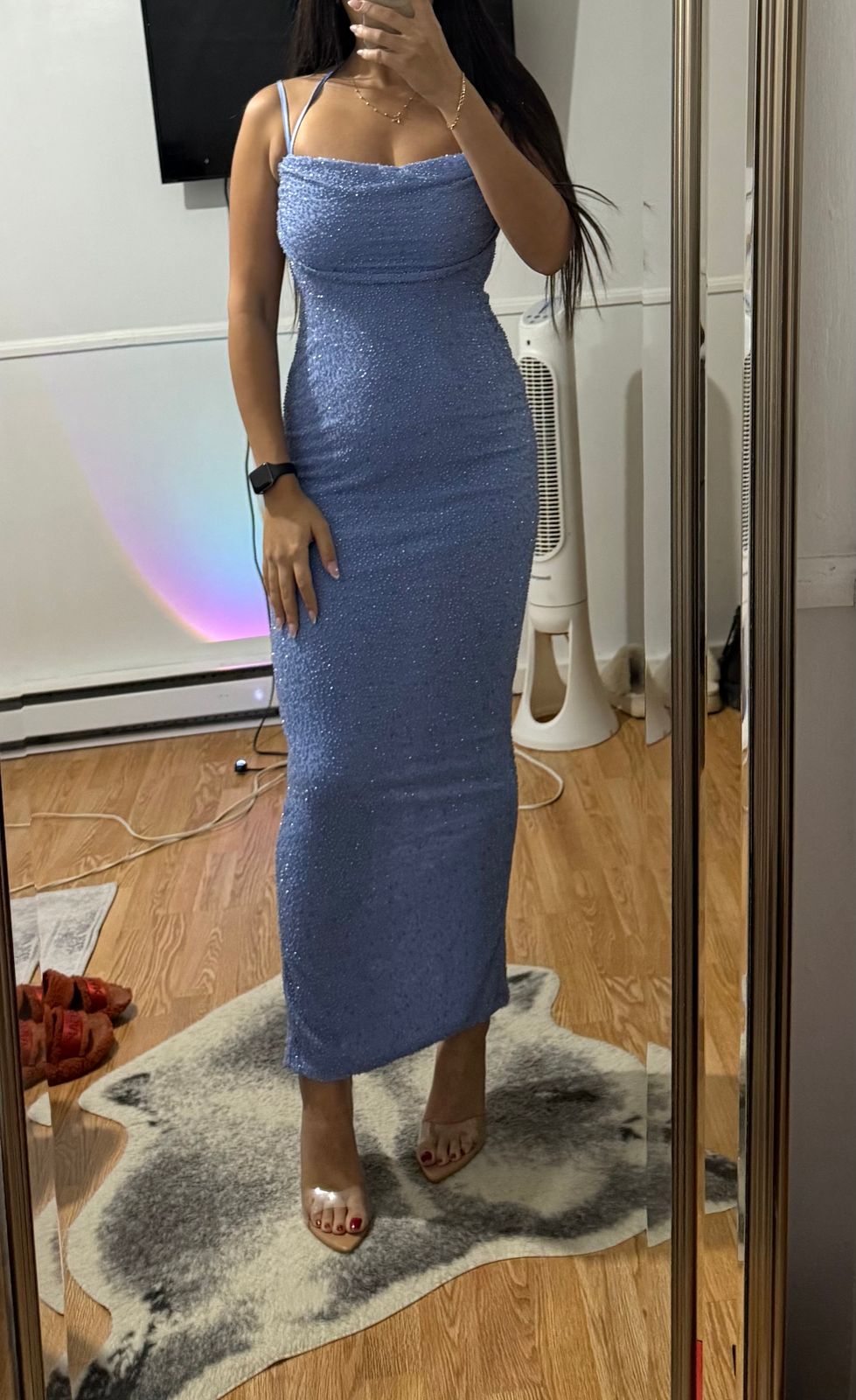 Monte Carlo Embellished Cowl Neck Maxi Dress in Powder Blue | Oh Polly