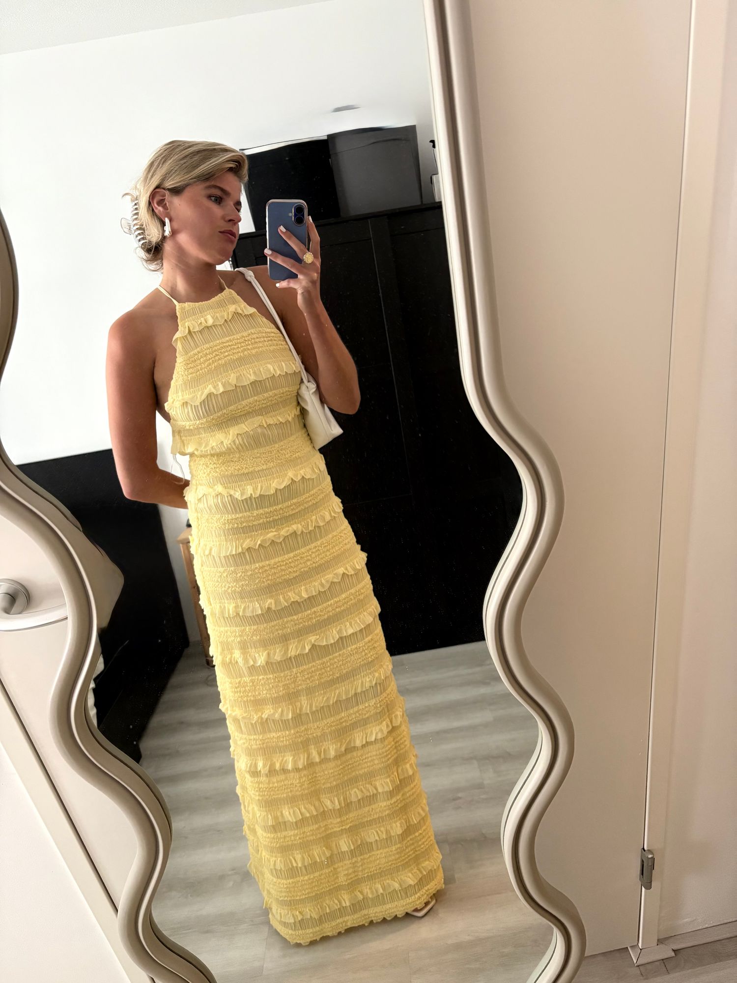 blue dress for baby girl Dressing Up Lemon One Shoulder Maxi Dress With Open Back Detail – Club L  London main image 1