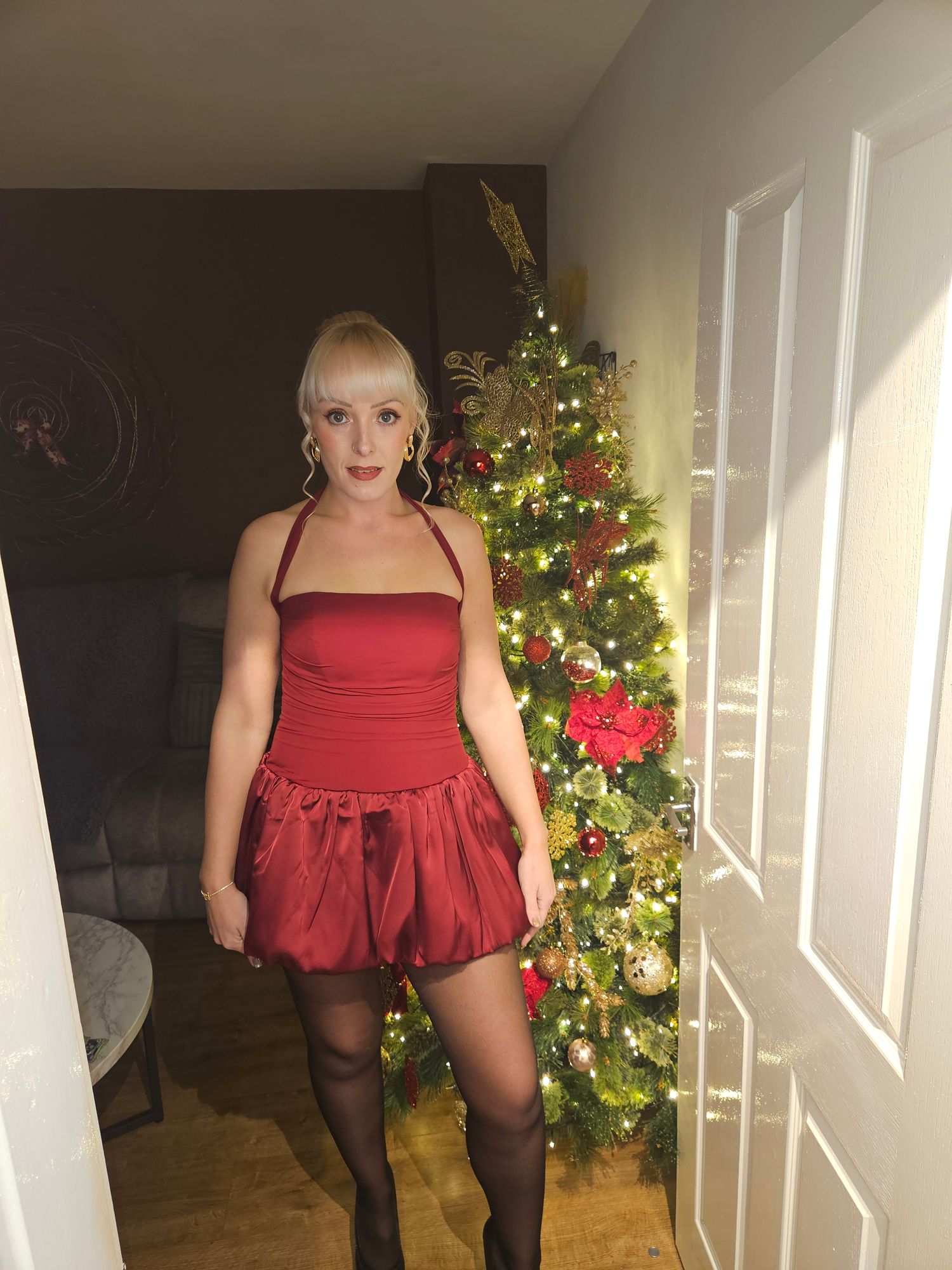 white christmas dresses Christina Lace Up Mini Dress