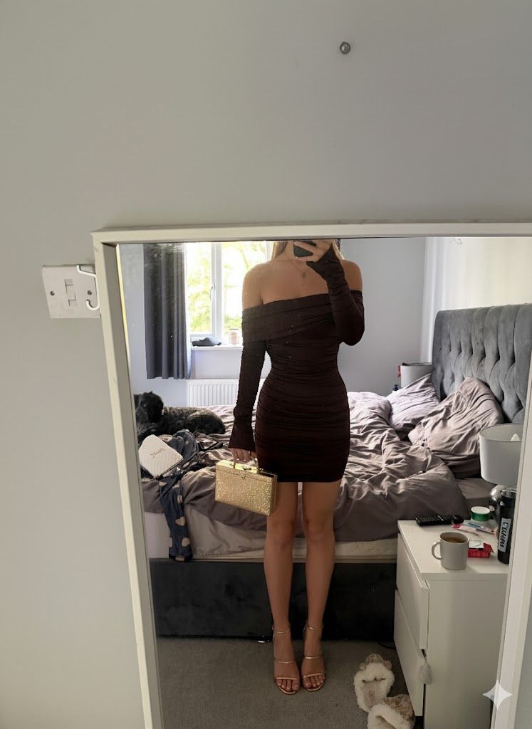 open lace back dress Zoella Navy Off The Shoulder Mini Dress