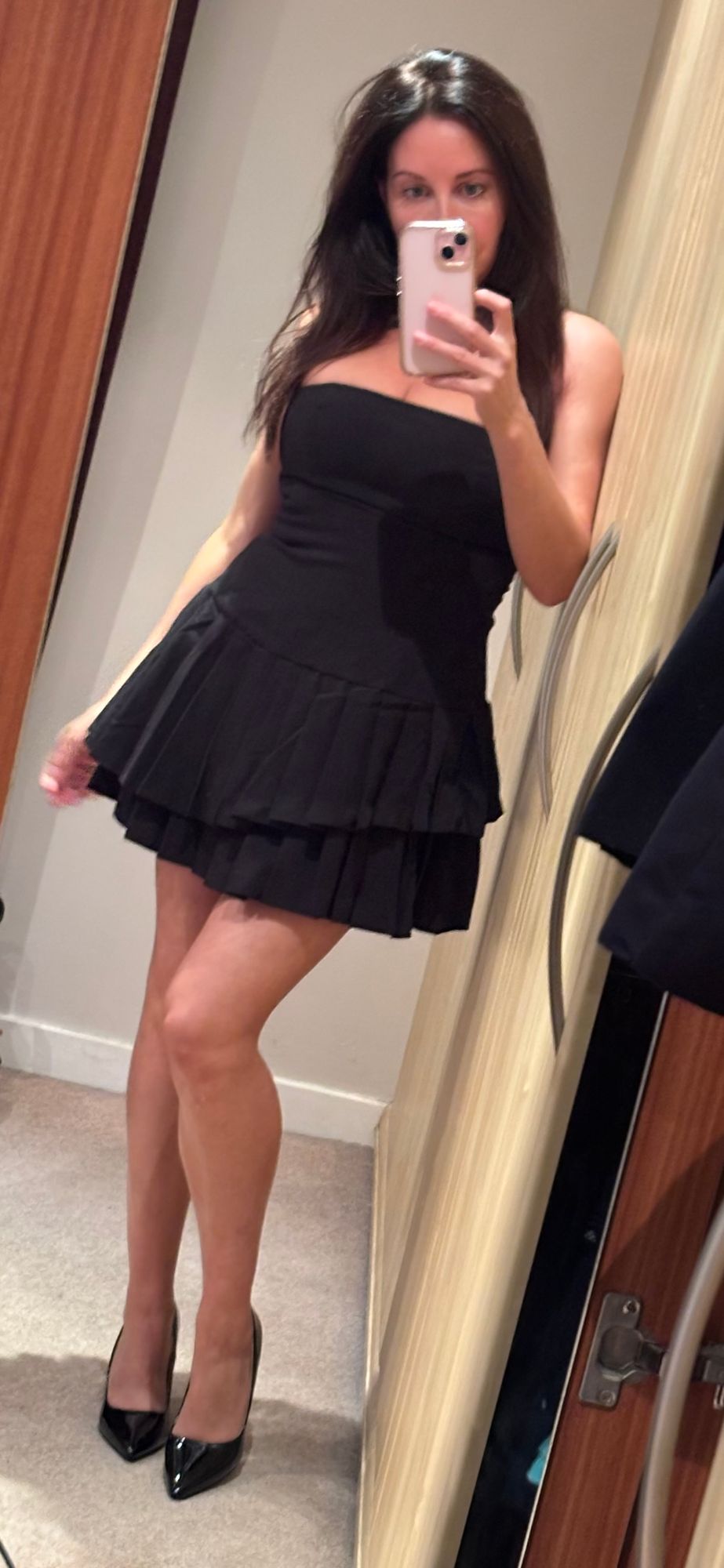red ruffle asymmetrical dress Halterneck Starfish Asymmetrical Strapless Short Dress
