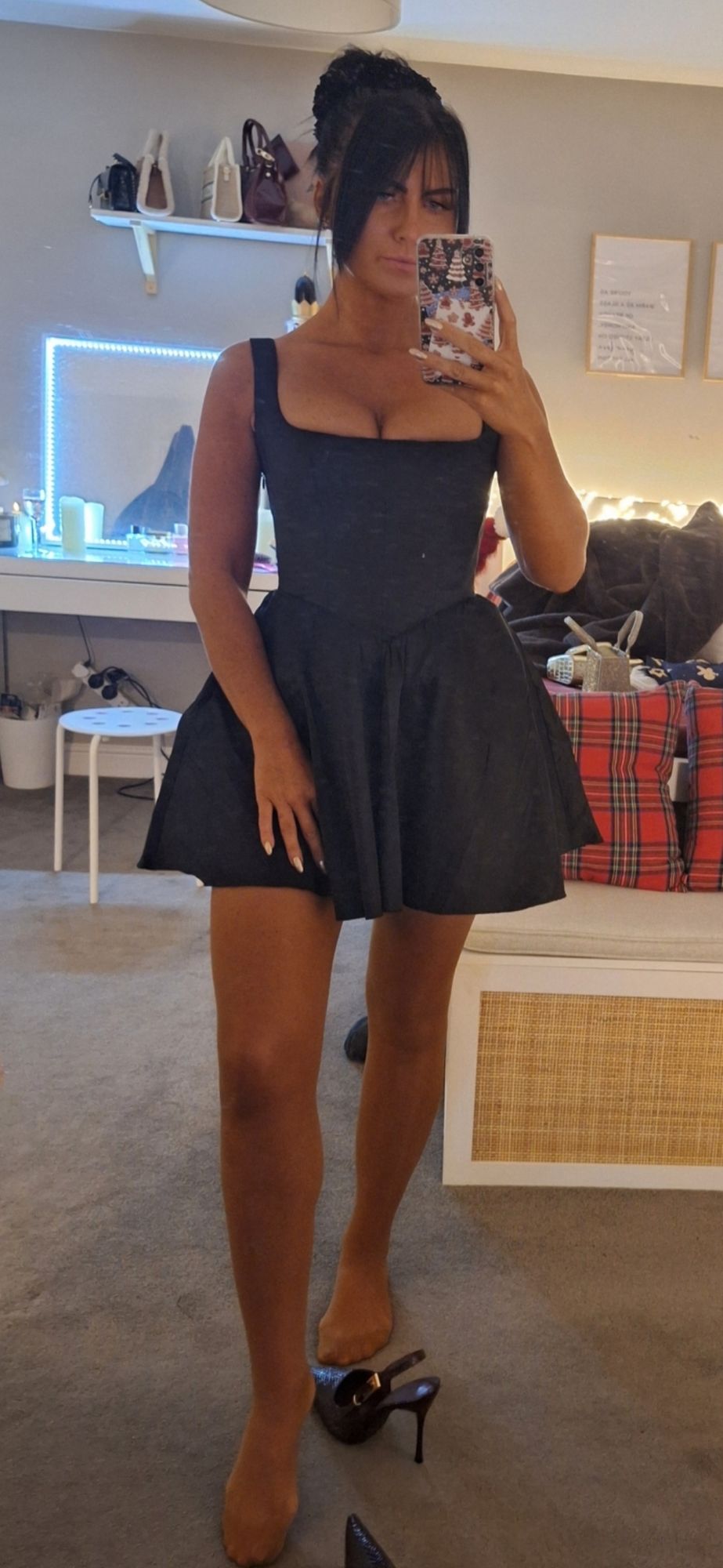 woven taffeta corset mini dress in jet black ZAPAKA Women Blue Sequin One Shoulder Sparkly Plus Size Prom Dress with Slit Sheath Party Dress, Blue / US2 main image 1