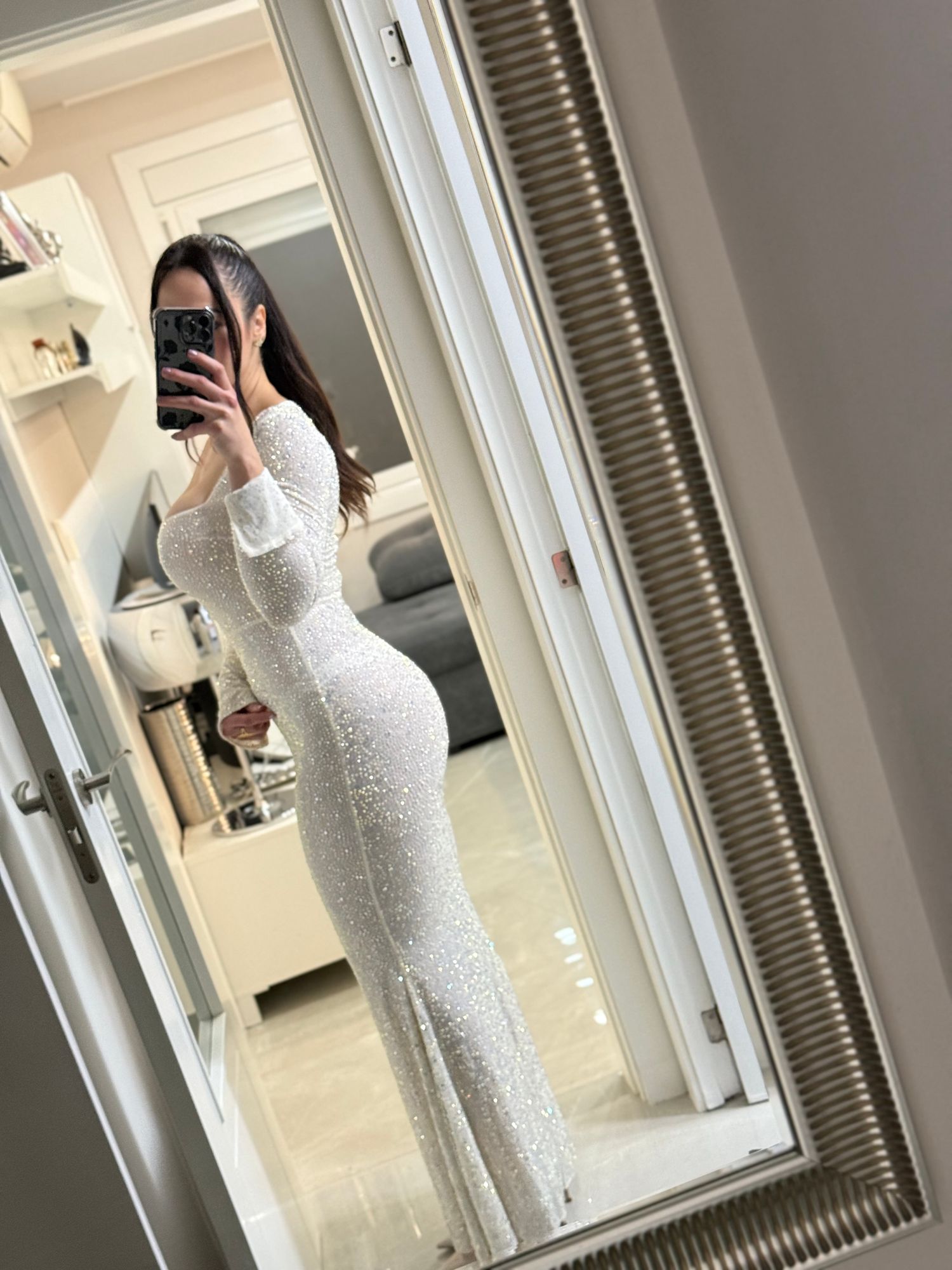 knee length dresses for ladies Rhiannon | Cream Draped Flared-Sleeve Fishtail Maxi Dress
