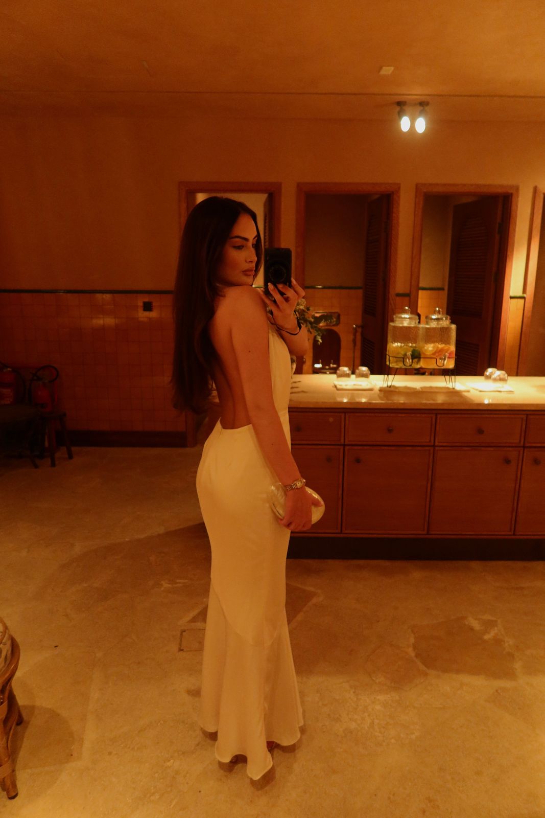 Desiree Halterneck Fishtail Gown in Ivory
