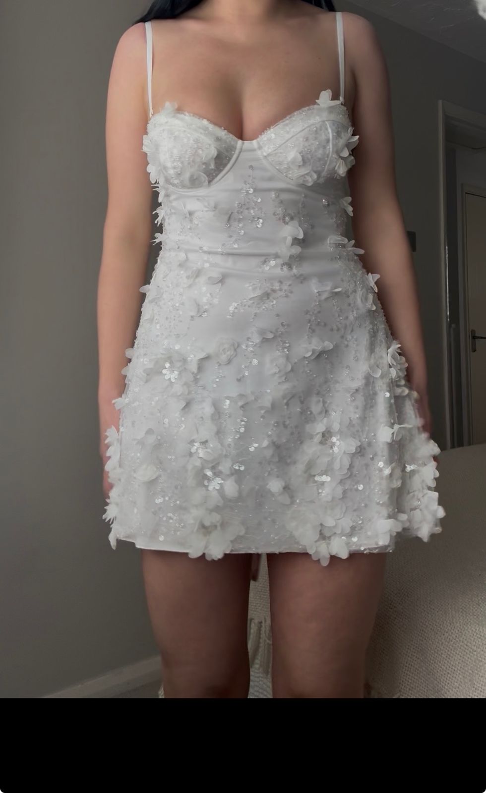 edita mini dress oh polly Edita Embellished Bandeau A-line Mini Dress in White