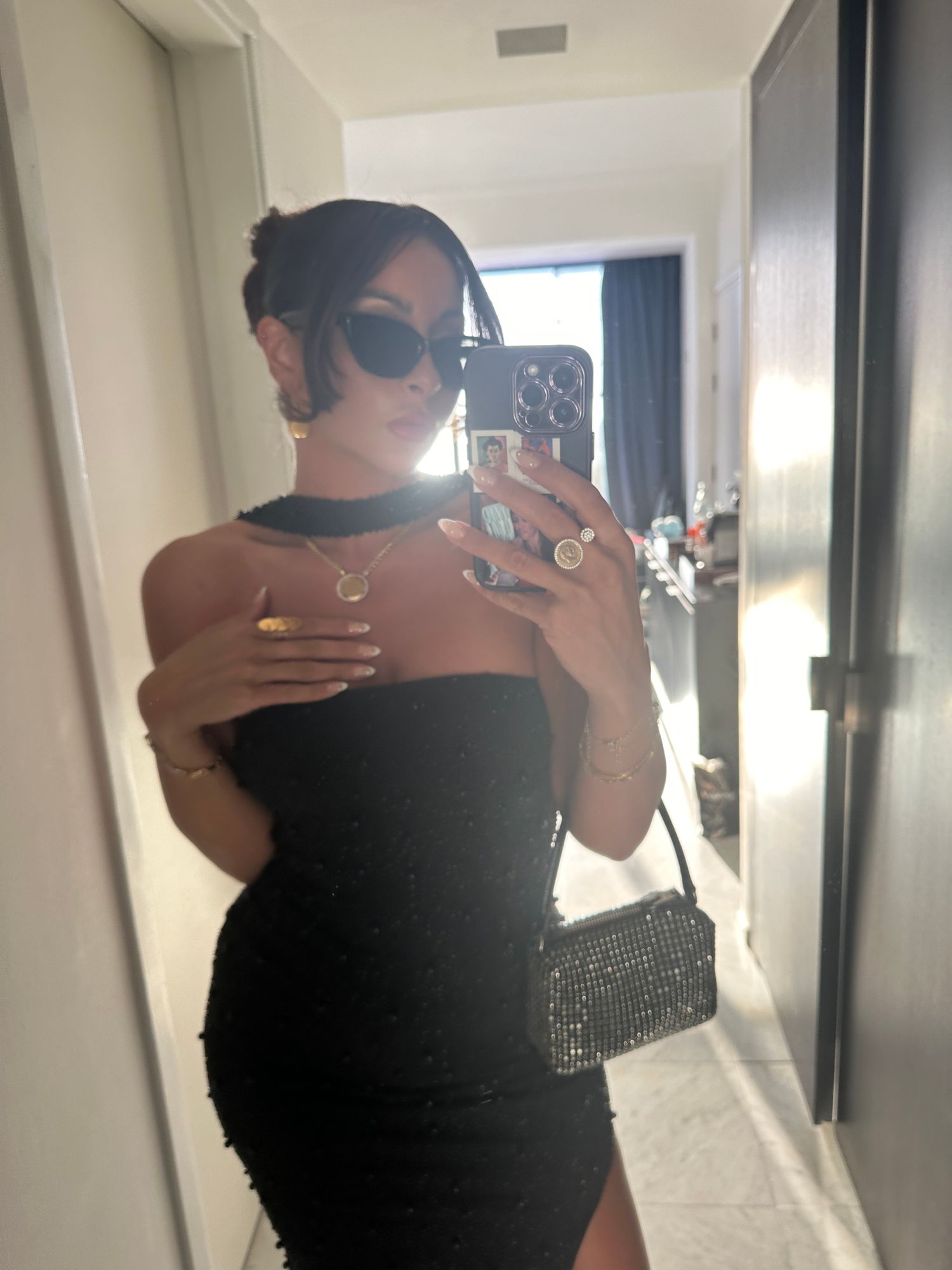 rose gold black dress Freddie