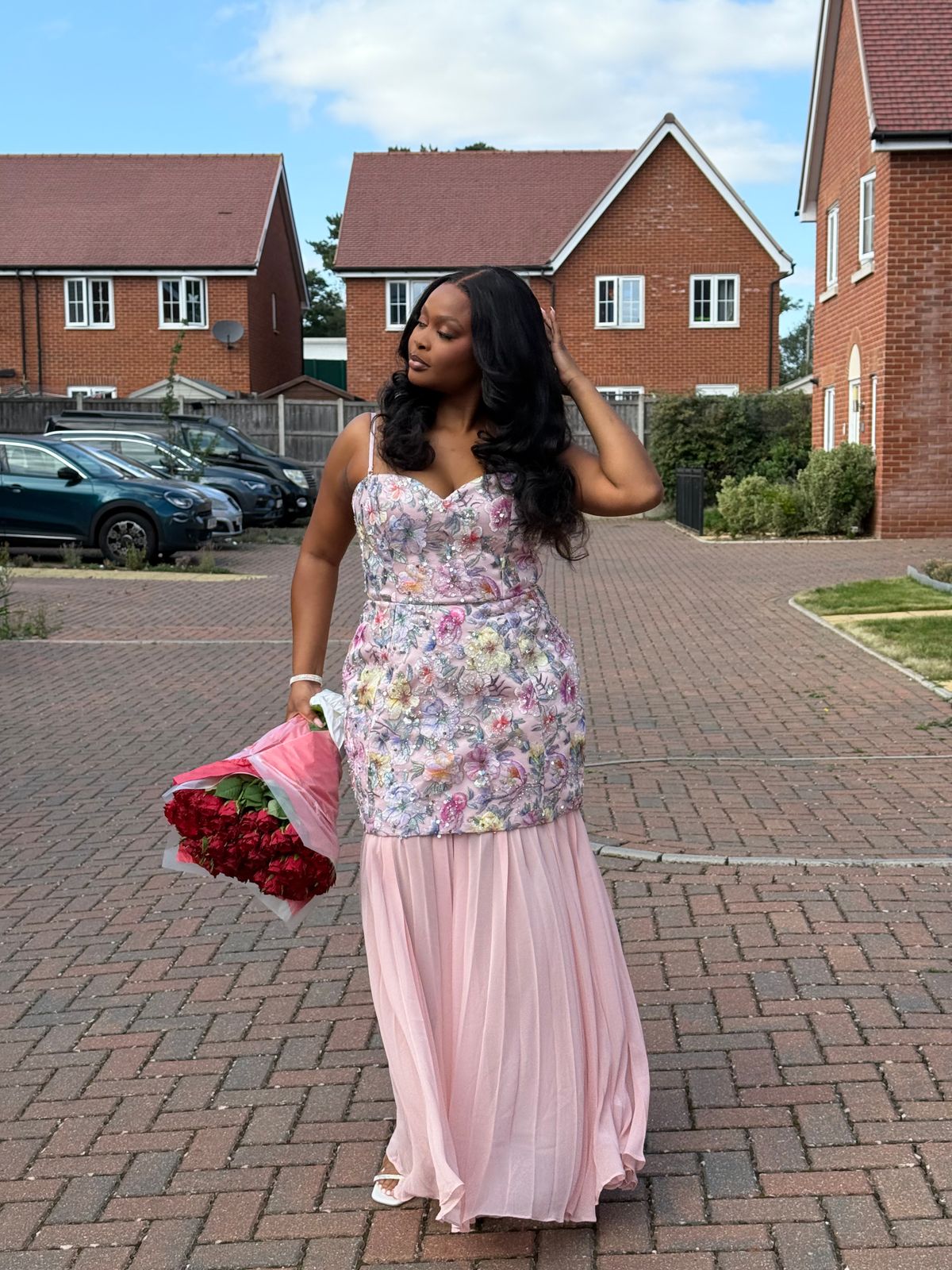 a line pink dress Long Sleeve Formal A-Line Plus Size Dress by LaDivine CD242C – The Dress  Outlet