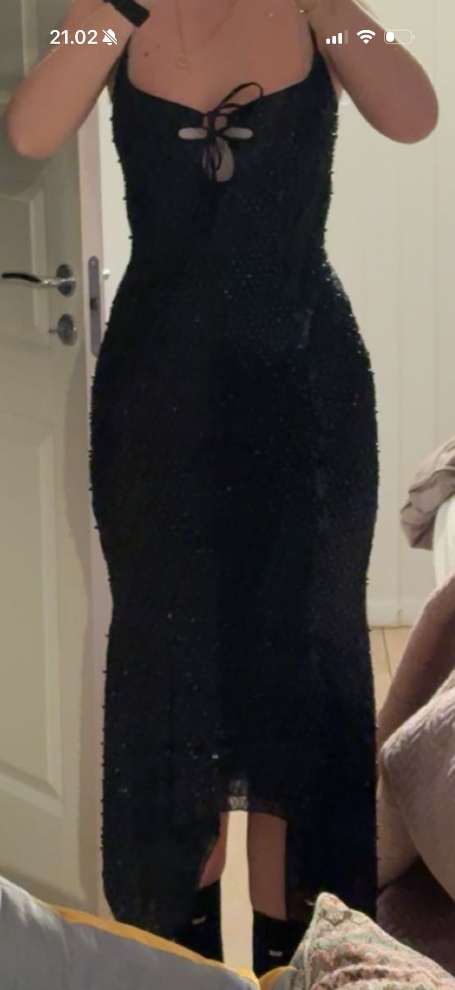 white christmas dresses Josephine Embellished Cut-Out Asymmetric Midaxi Dress in Black main image 1