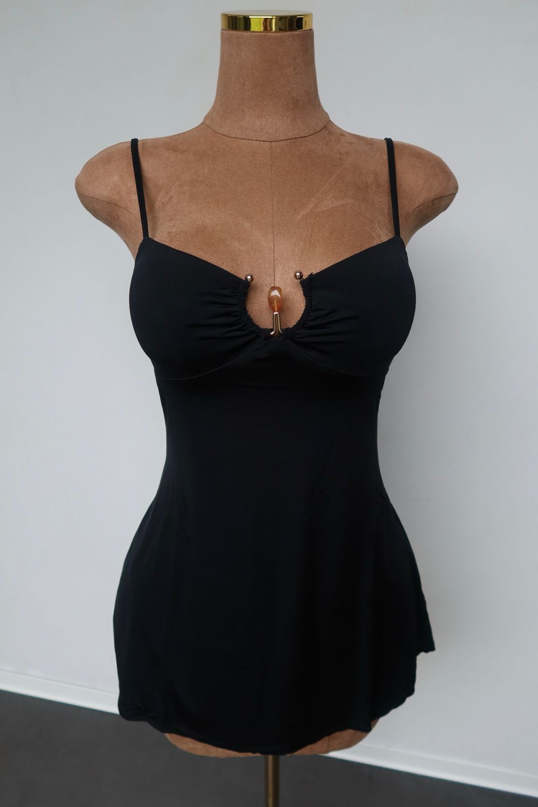 Deia Hardware Detail A-Line Mini Dress in Black | Oh Polly