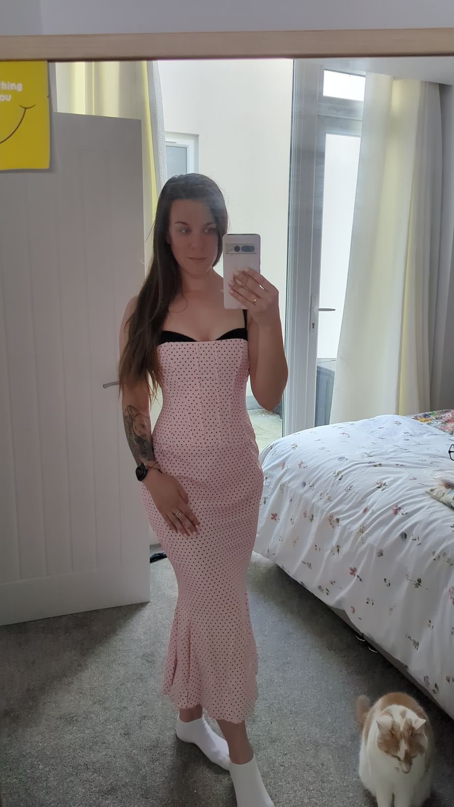 Valentina Layered Bra-Detail Fishtail Midaxi Dress in Pink Polka Dot | Oh Polly Valentina Layered Bra-Detail Fishtail Midaxi Dress in Pink Polka Dot | Oh Polly