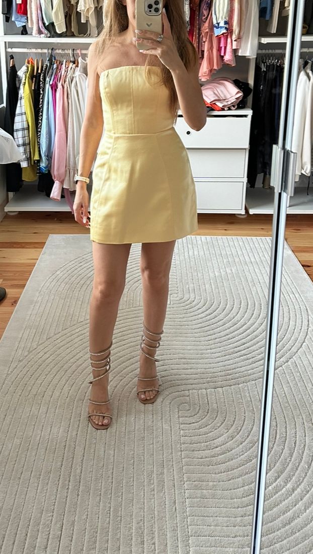knee length dresses for ladies Bandeau Structured Tulip Mini Dress in Black - 2 main image 1