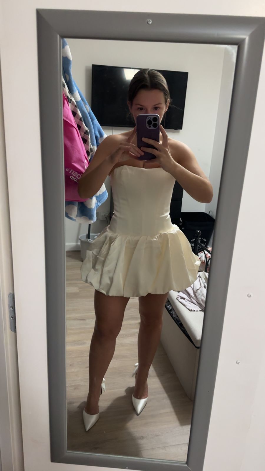 Fabiola Lace-Up Bubble Hem Corset Mini Dress in Ivory | Oh Polly