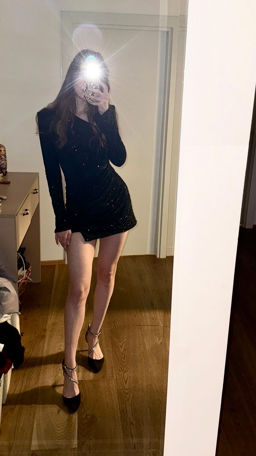 one shoulder black dress mini Hyacinth House Black Asymmetrical Angelique Mini Dress Black / XS main image 1