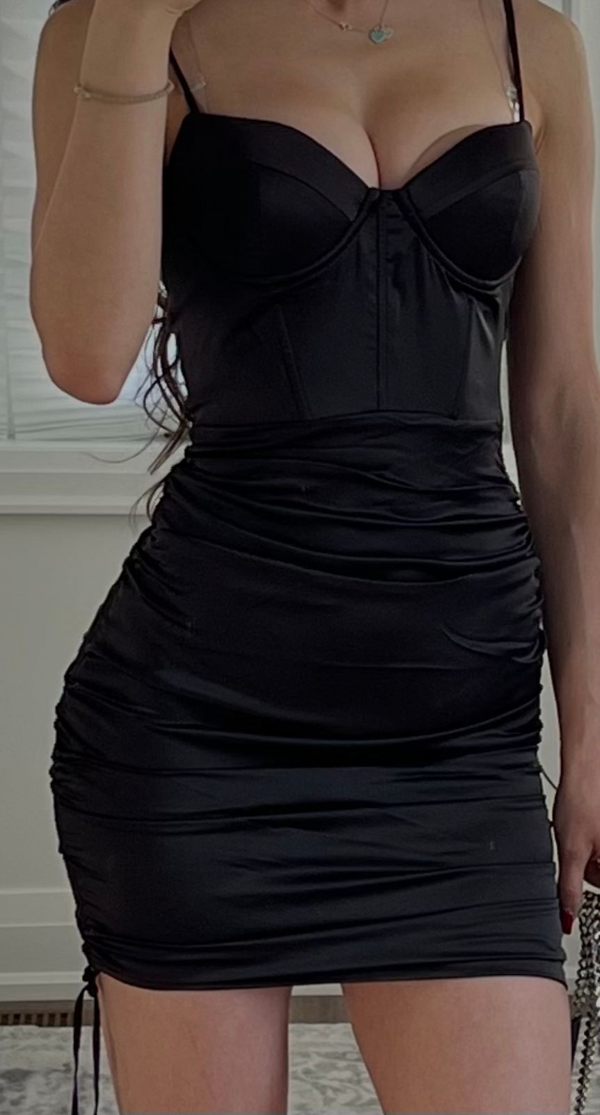 Confident Ruched Corset Mini Dress in Black
