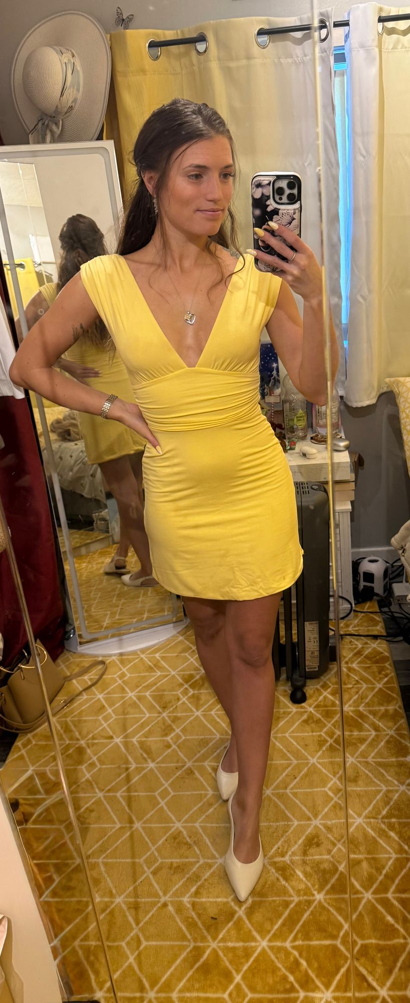 Leya Modal Sweetheart-Neck A-Line Mini Dress in Lemon Sherbet