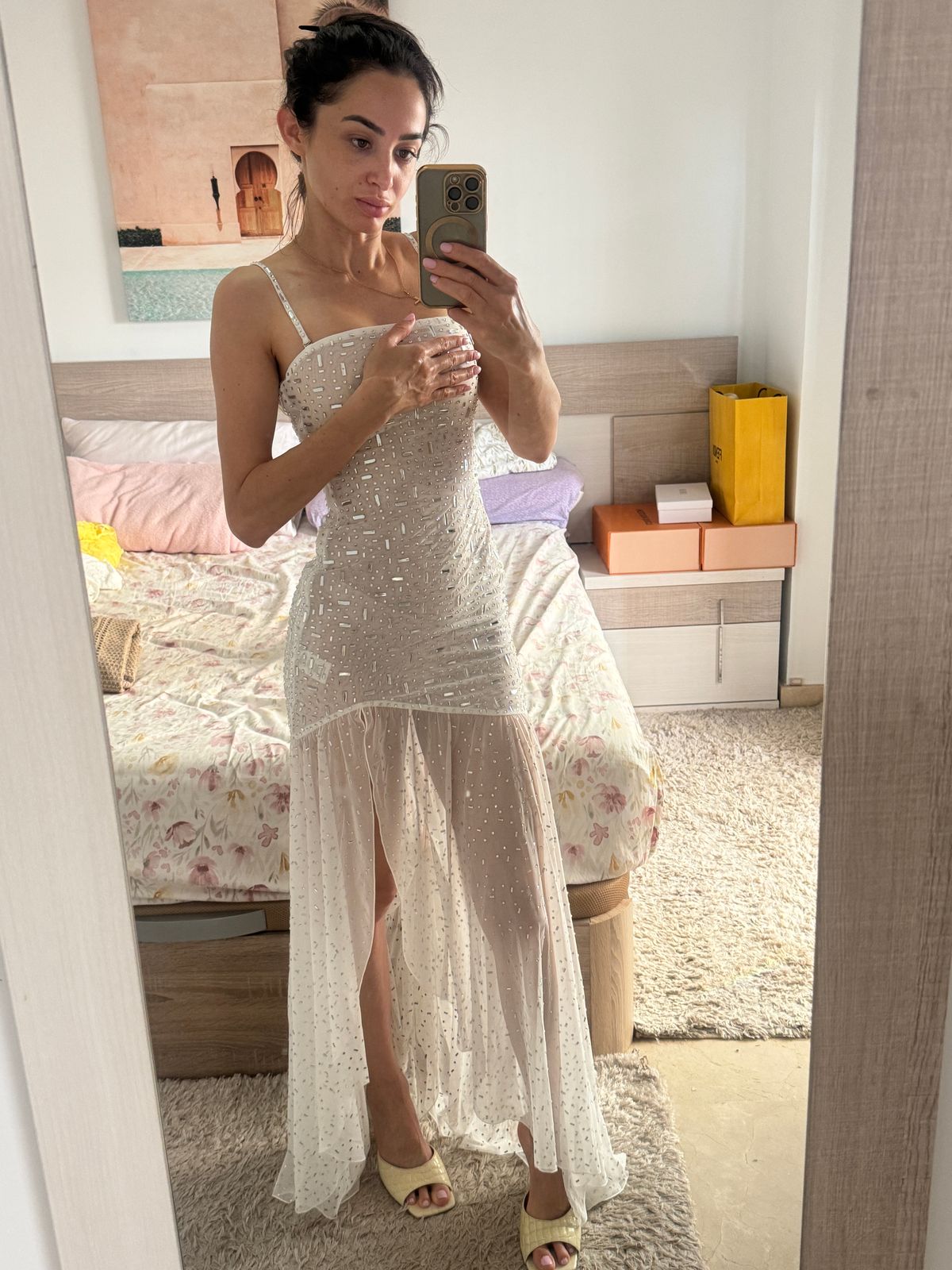 white sheer dress festival Ether Bride Flowy Tulle White Dress S-M