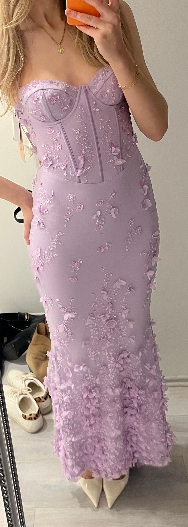 Amal Lace-Up Corset Maxi Dress in Soft Pink
