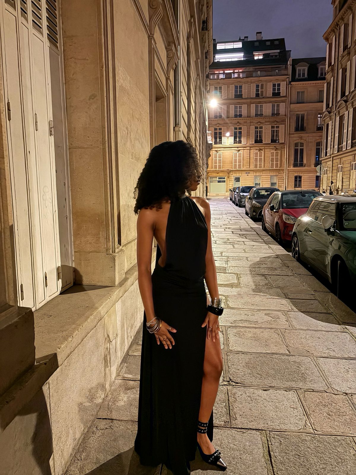 Merryth Draped Tie-Neck Maxi Dress in Black | Oh Polly