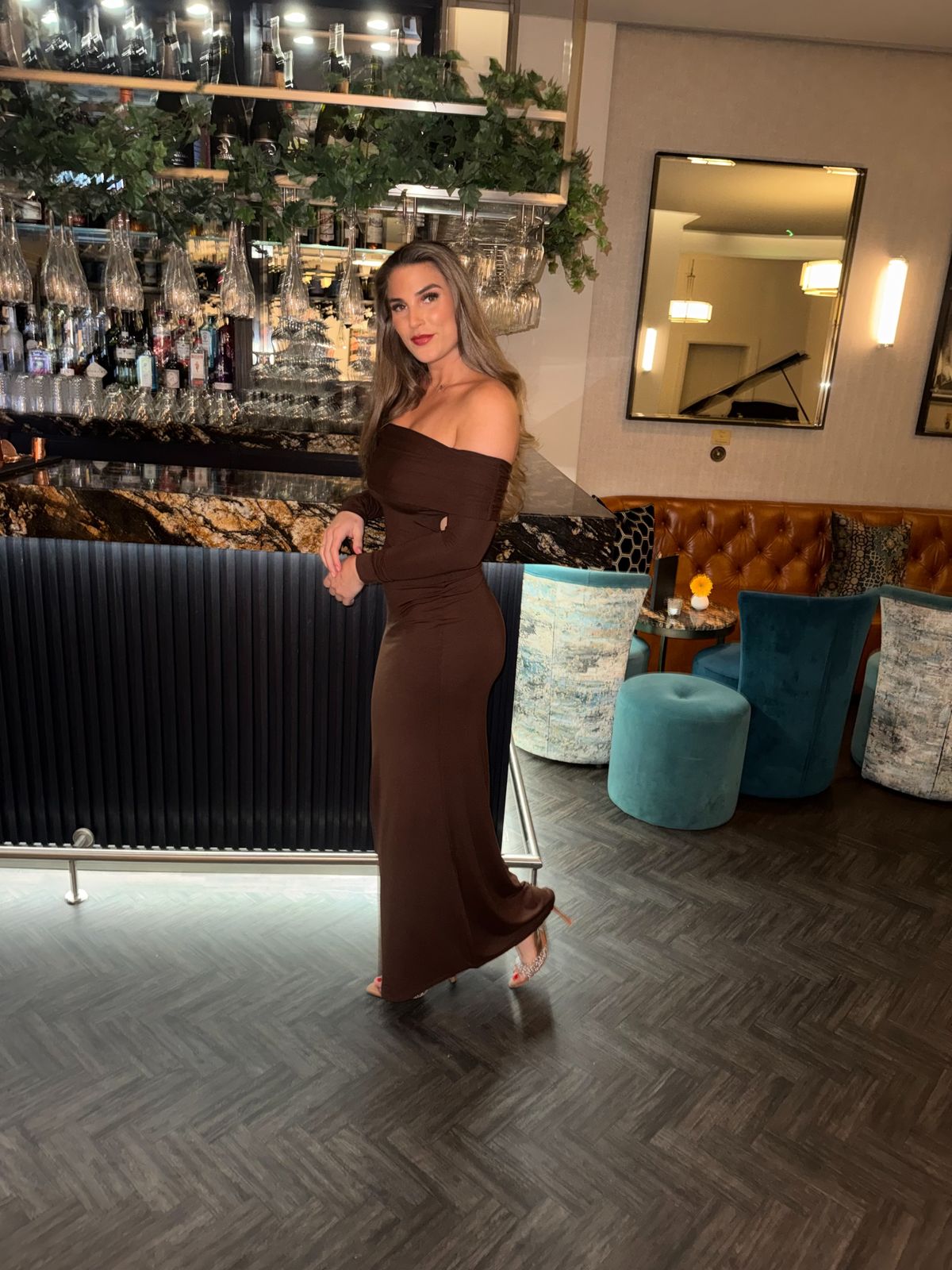 brown zebra print maxi dress Zebra Print Maxi Dress with Side Slit – The Pink Room main image 0