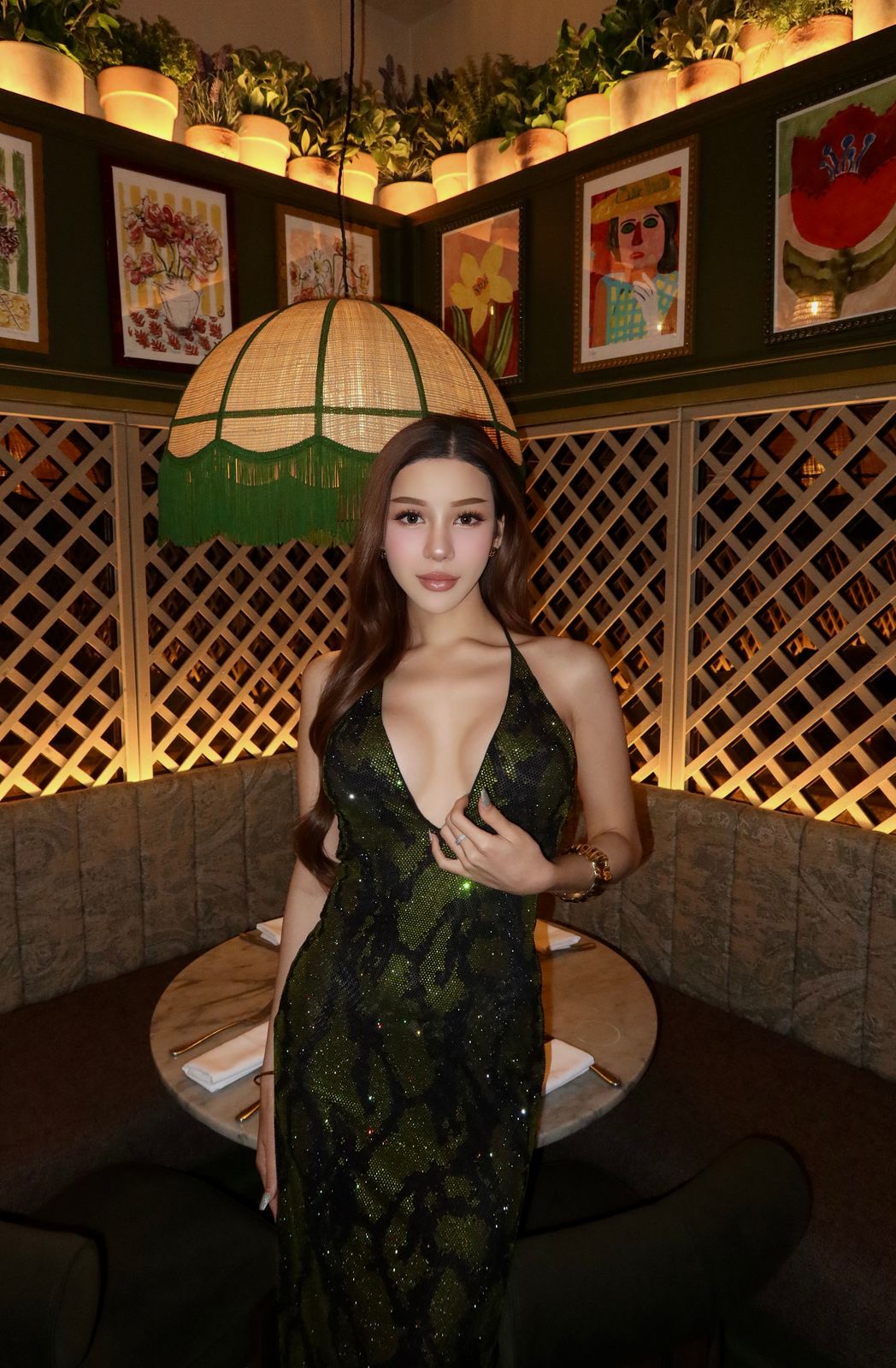 Luserna Embellished Halterneck Maxi Dress in Green Snake | Oh Polly Luserna Embellished Halterneck Maxi Dress in Green Snake | Oh Polly