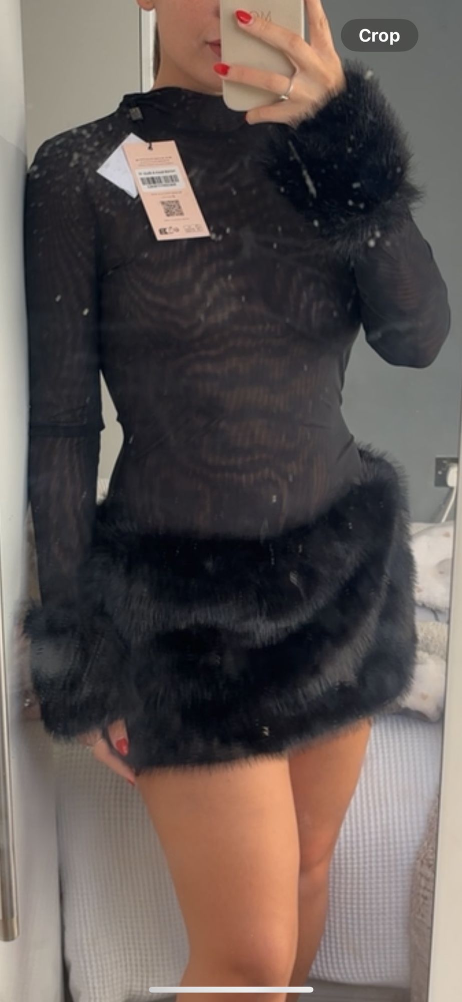 knee length dresses for ladies Mila Fur Dress: White Mini Dress for Wedding After-Party main image 0