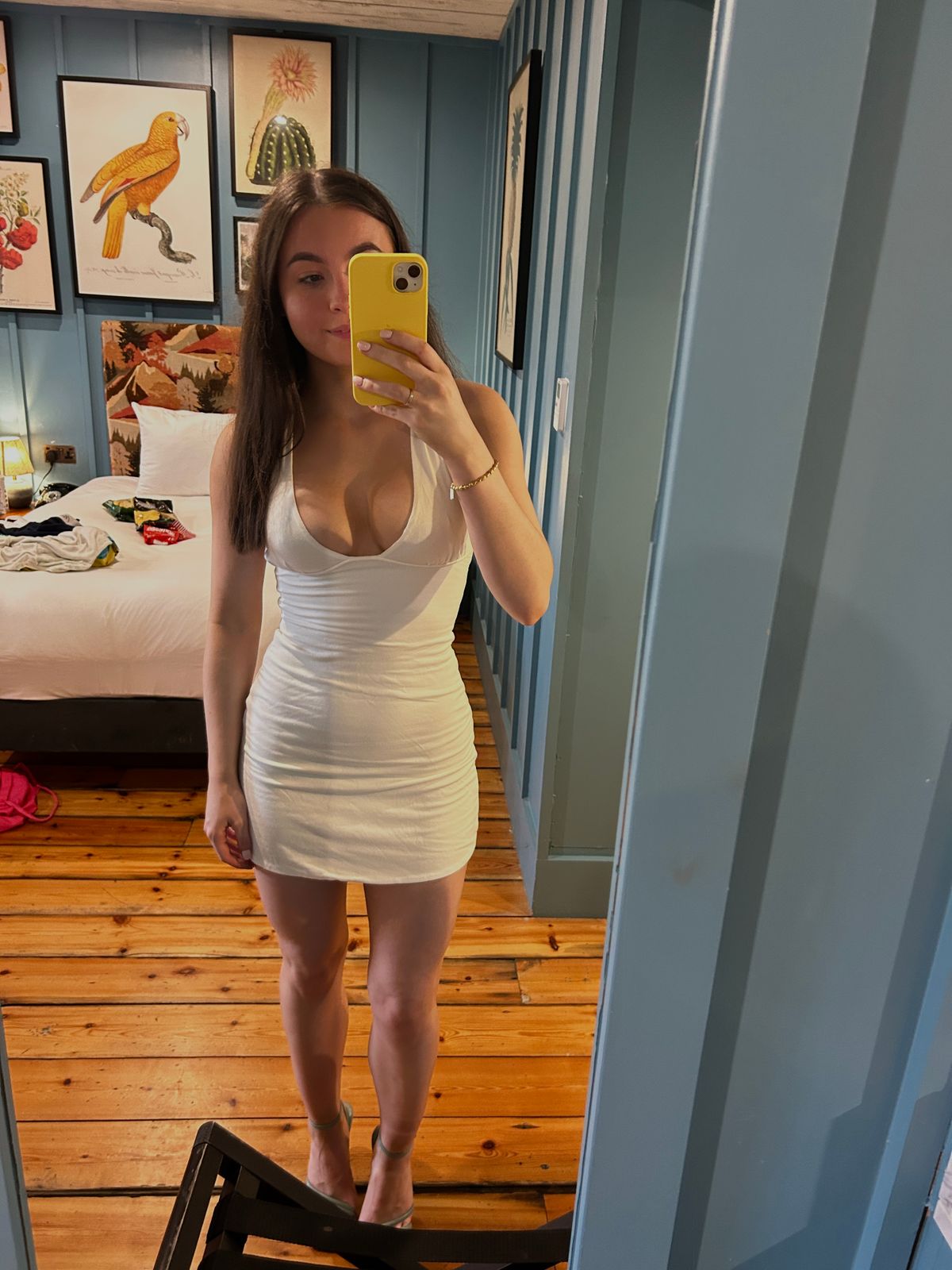 Rio Ruched Bust A-Line Mini Dress in White | Oh Polly