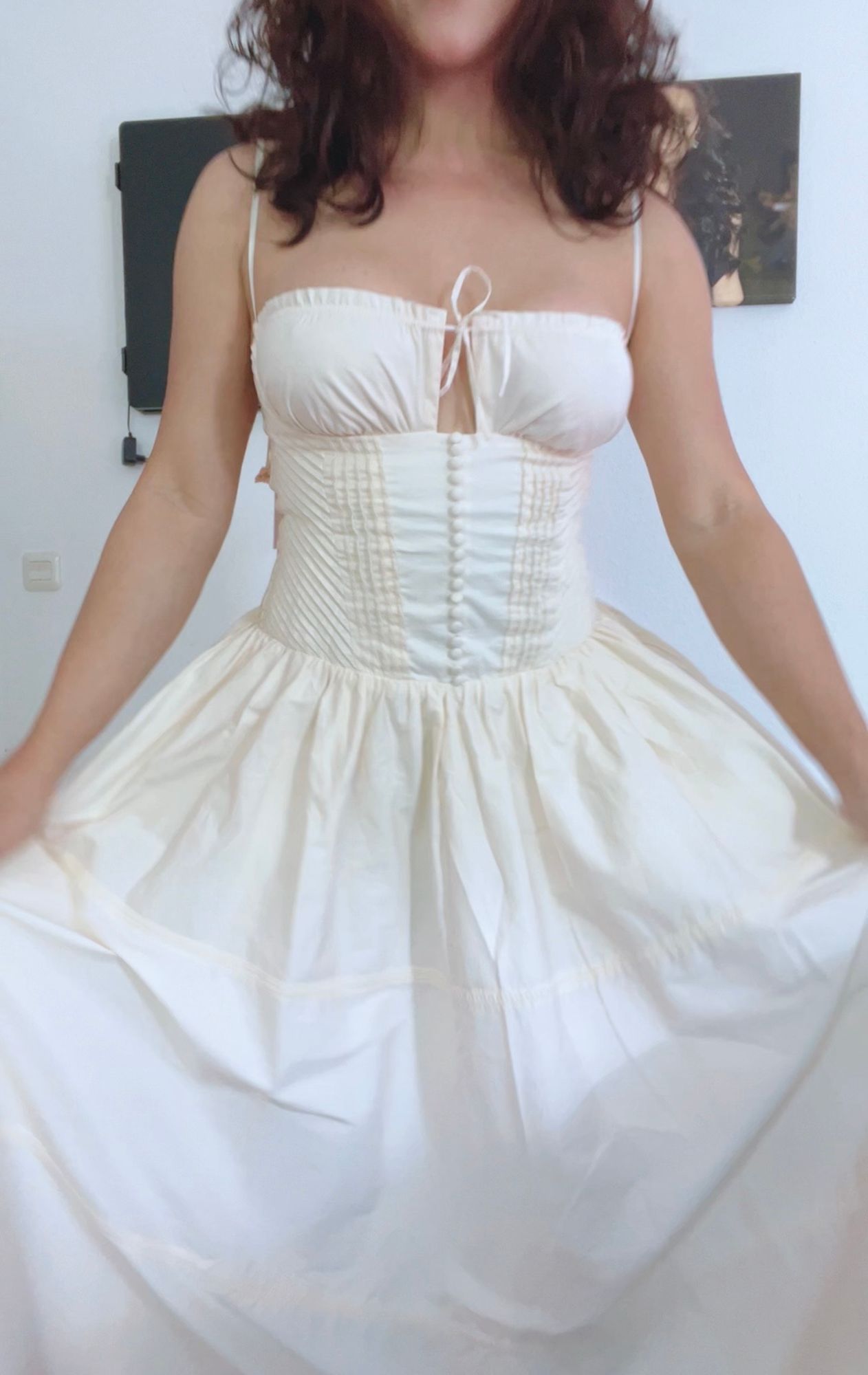 Esmeralda Lace-Trim Pintucked Poplin Midaxi Dress in Ivory | Oh Polly