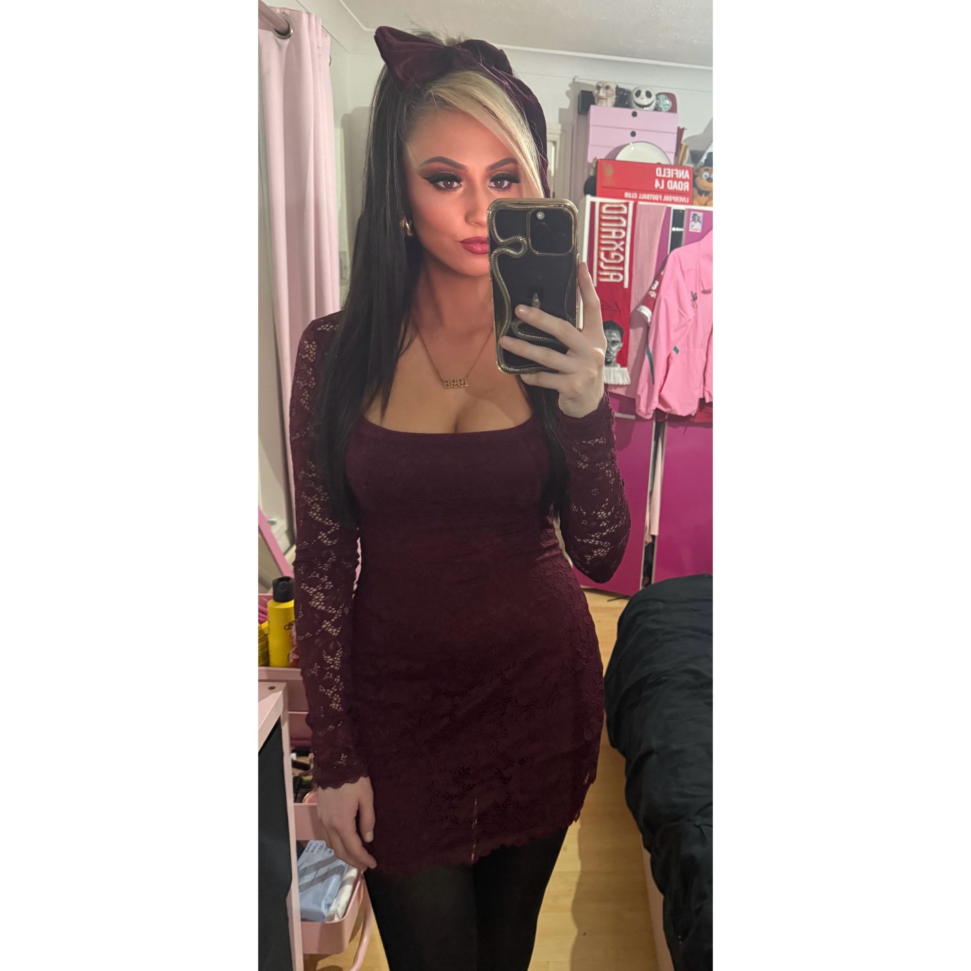 accesories for black dress Axton Lace Mini Dress